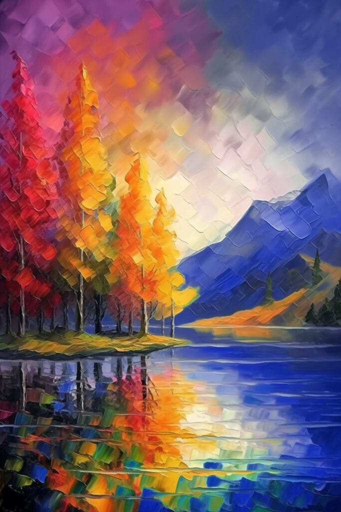 Painting of a colorful landscape