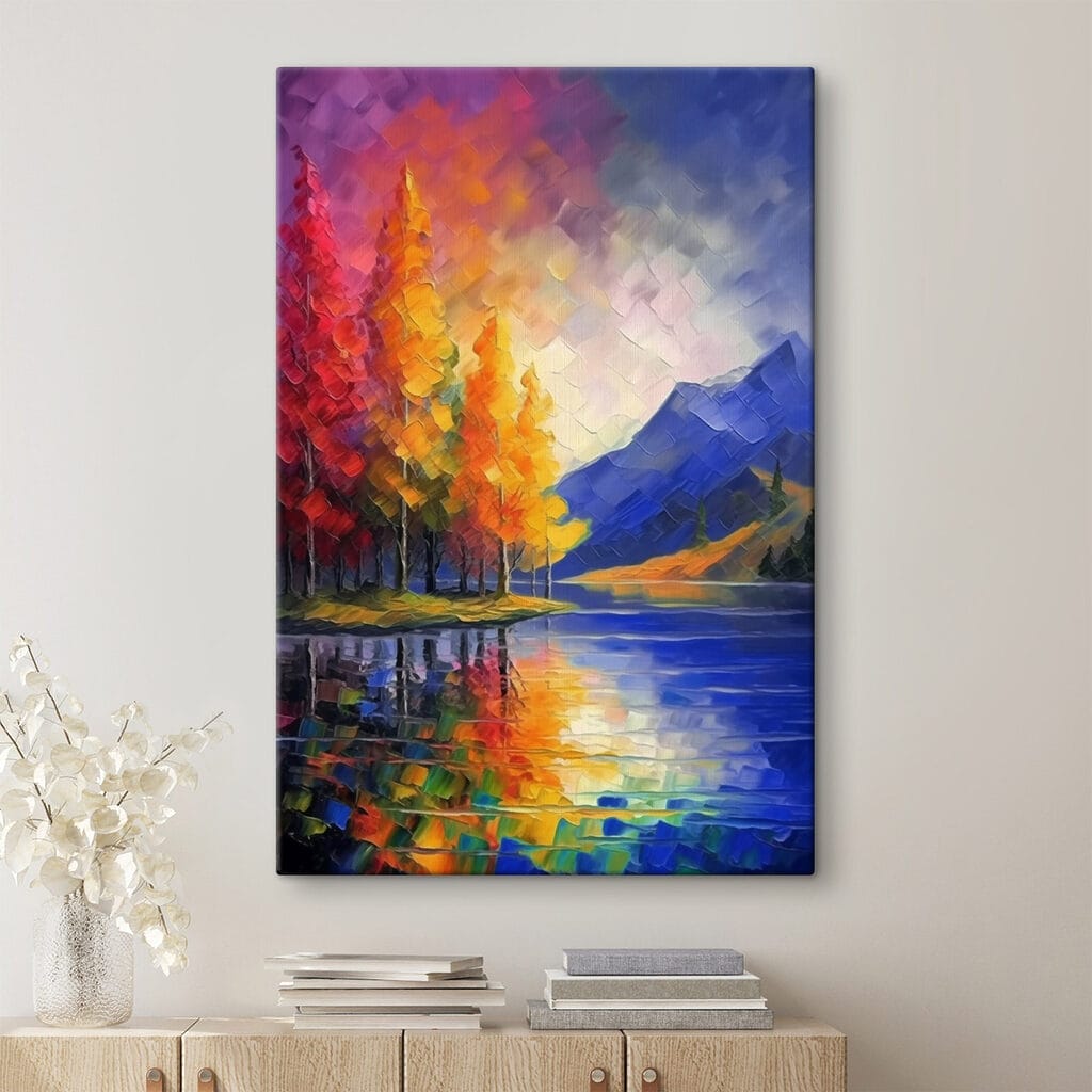 Painting of a colorful landscape