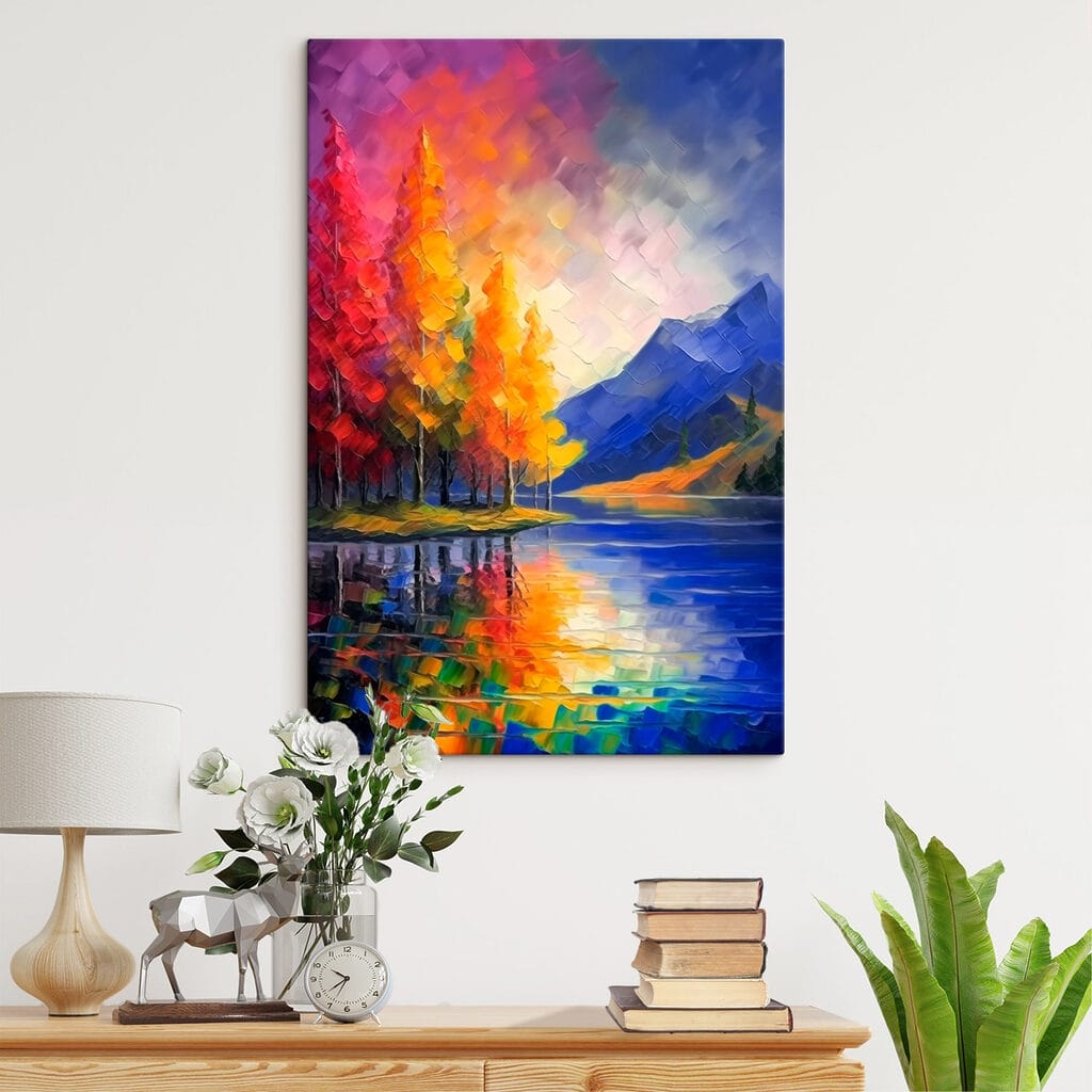 Painting of a colorful landscape