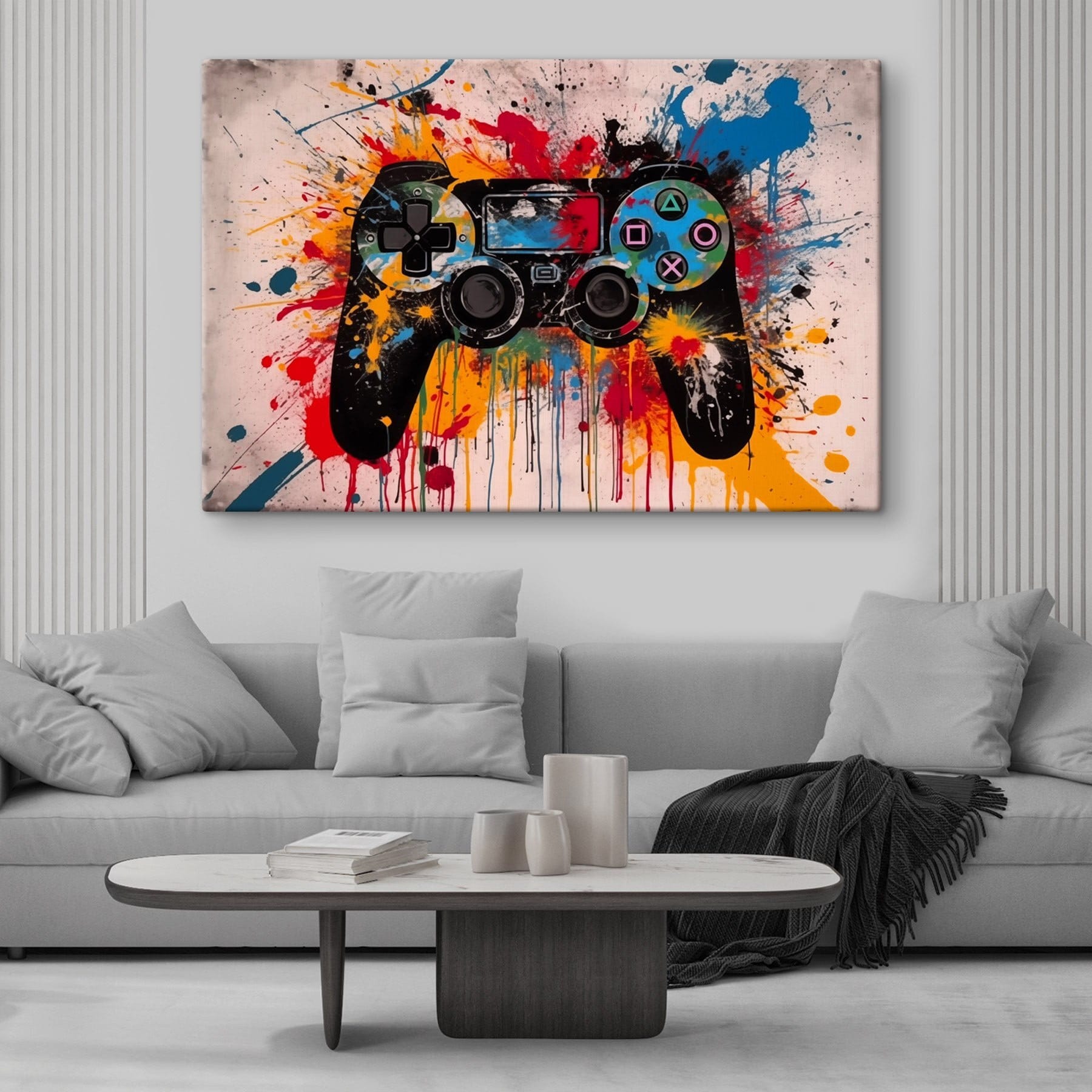 Video game controller with paint splatters