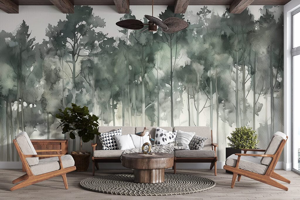 Group of trees in fog Group of trees in fog