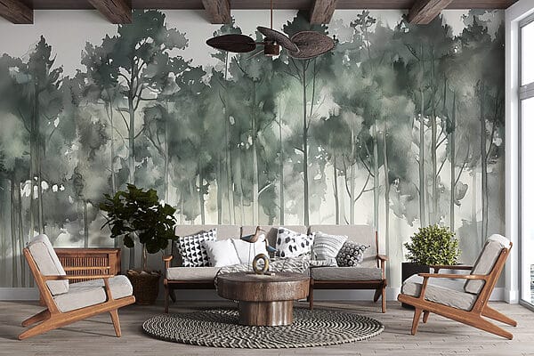 Group of trees in fog Group of trees in fog