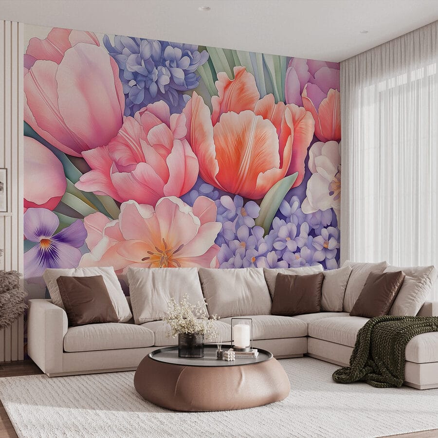 Groep bloemen op witte achtergrond Groep bloemen op witte achtergrond