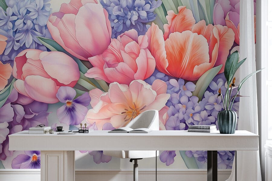 Groep bloemen op witte achtergrond Groep bloemen op witte achtergrond