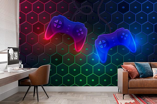 Spelcontroller op een zeshoekige achtergrond Spelcontroller op een zeshoekige achtergrond