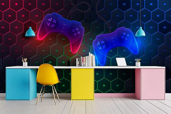 Spelcontroller op een zeshoekige achtergrond Spelcontroller op een zeshoekige achtergrond