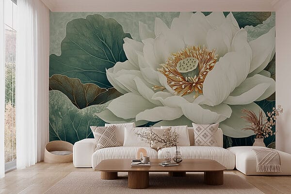Witte bloem met groene bladeren Witte bloem met groene bladeren