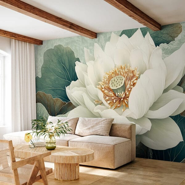 Witte bloem met groene bladeren Witte bloem met groene bladeren