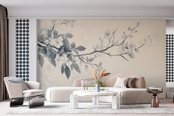 Tak met bloemen en bladeren Tak met bloemen en bladeren