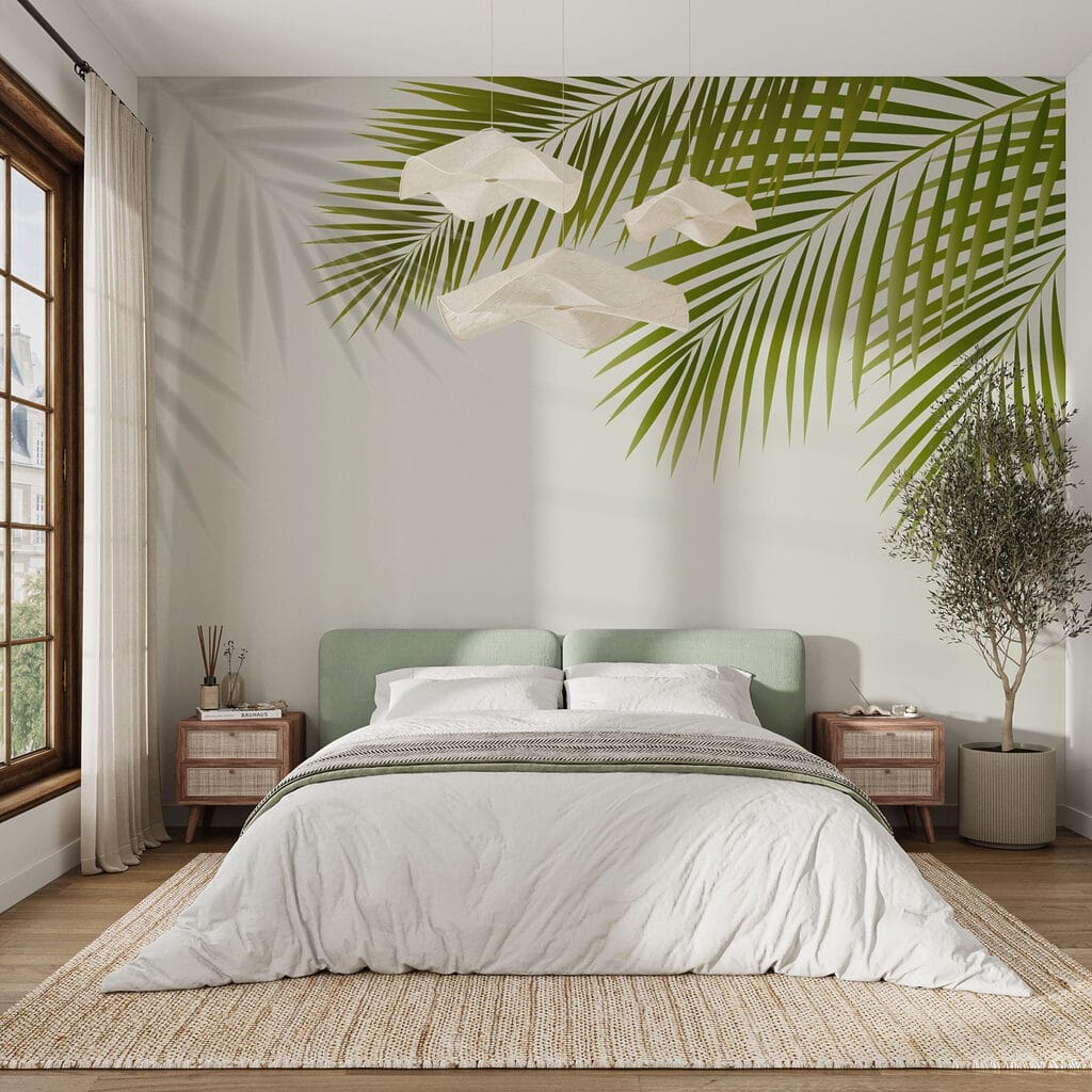 Green leaves on a white background