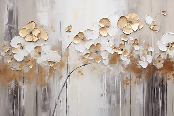 Schilderij van bloemen op een muur Schilderij van bloemen op een muur