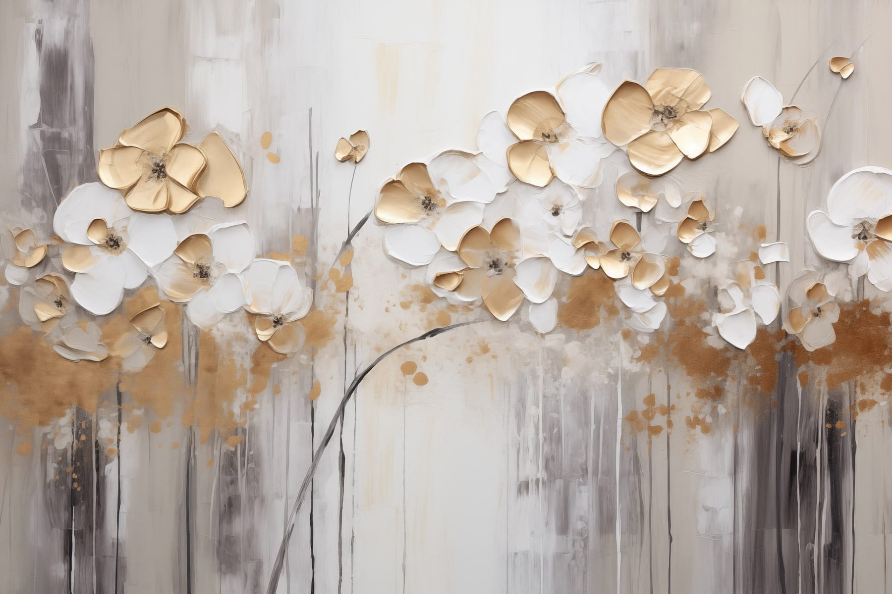 s42713p - Schilderij van bloemen op een muur - tegory