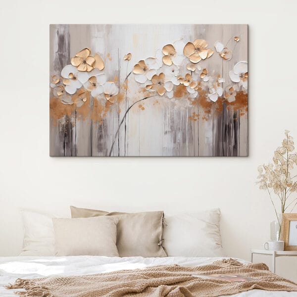 Schilderij van bloemen op een muur Schilderij van bloemen op een muur