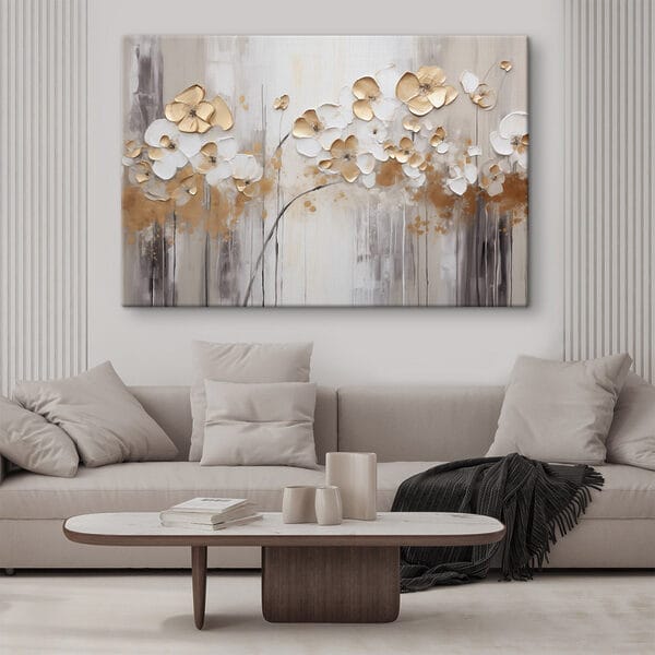 Schilderij van bloemen op een muur Schilderij van bloemen op een muur