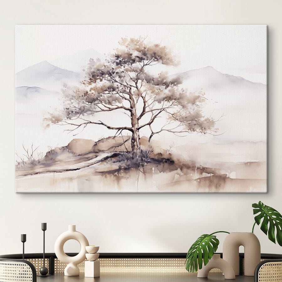Aquarel van een boom