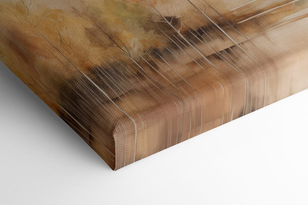 Watercolor painting of trees and mountains