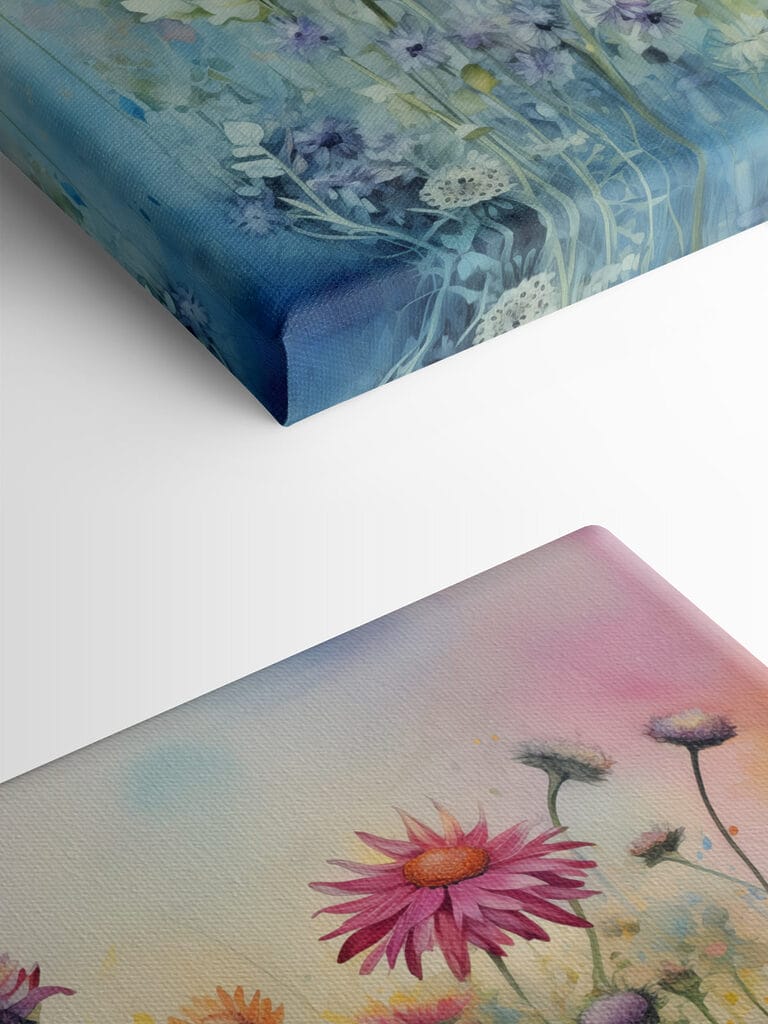 Painting of flowers in a field