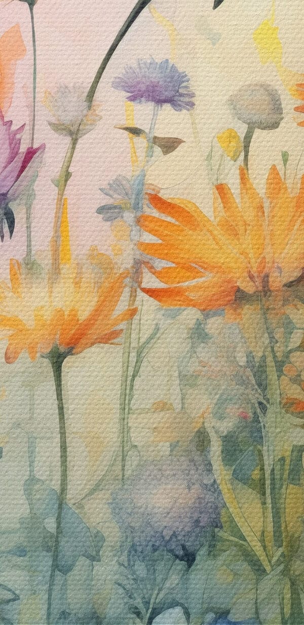 Schilderij van bloemen in een veld Schilderij van bloemen in een veld