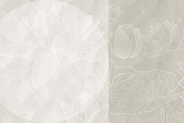 Tekening van witte bloem op grijze achtergrond Tekening van witte bloem op grijze achtergrond