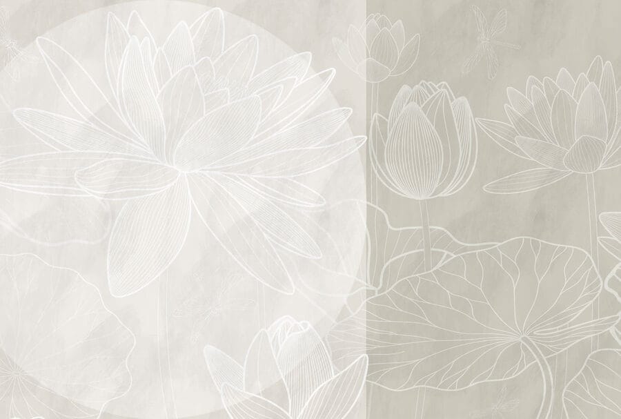 Tekening van witte bloem op grijze achtergrond