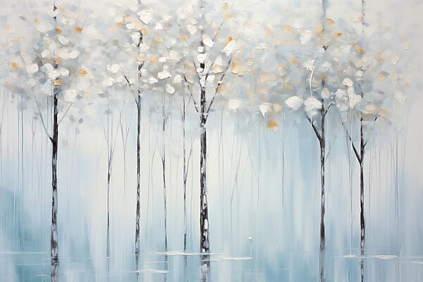 Schilderij van bomen in een meer Schilderij van bomen in een meer