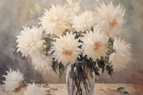 Schilderij van bloemen in een vaas Schilderij van bloemen in een vaas