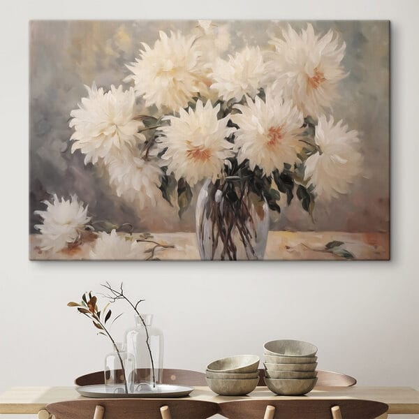 Schilderij van bloemen in een vaas Schilderij van bloemen in een vaas