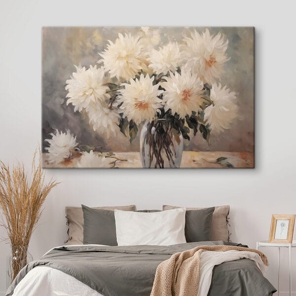 Schilderij van bloemen in een vaas Schilderij van bloemen in een vaas
