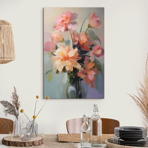 Schilderij van bloemen in een vaas Schilderij van bloemen in een vaas