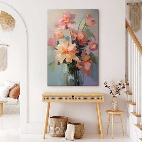 Schilderij van bloemen in een vaas Schilderij van bloemen in een vaas