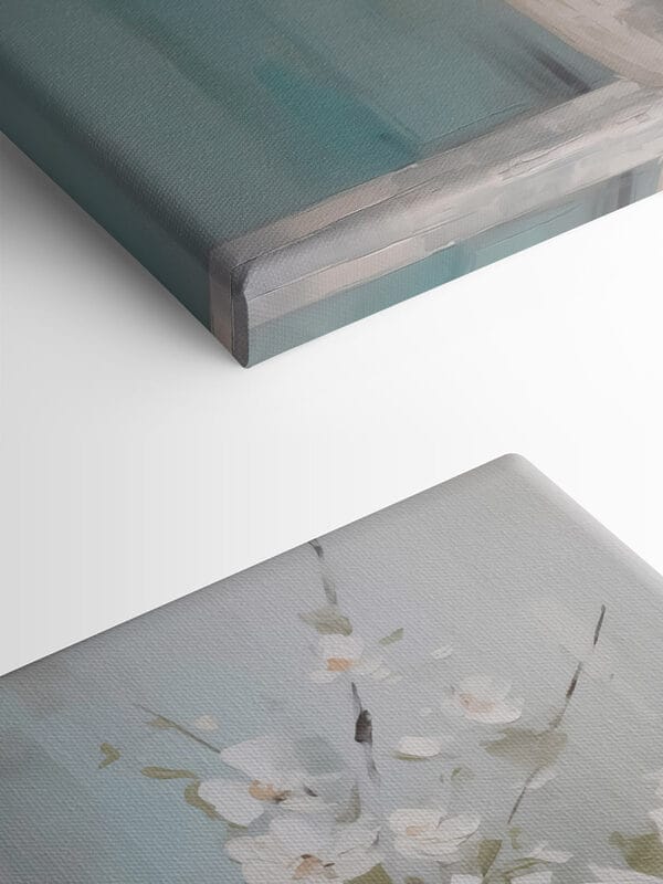 Schilderij van een vaas met witte bloemen Schilderij van een vaas met witte bloemen