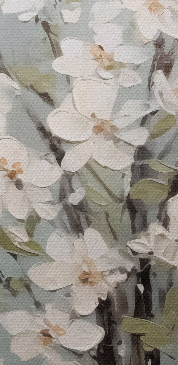 Schilderij van een vaas met witte bloemen Schilderij van een vaas met witte bloemen