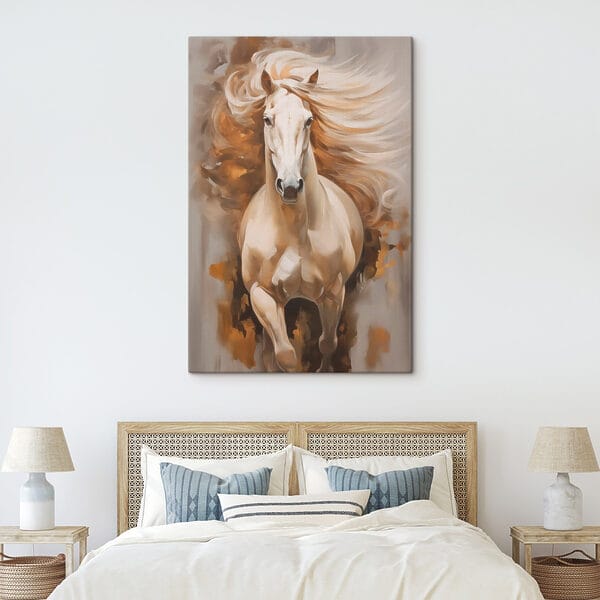 Schilderij van een paard met lange manen Schilderij van een paard met lange manen