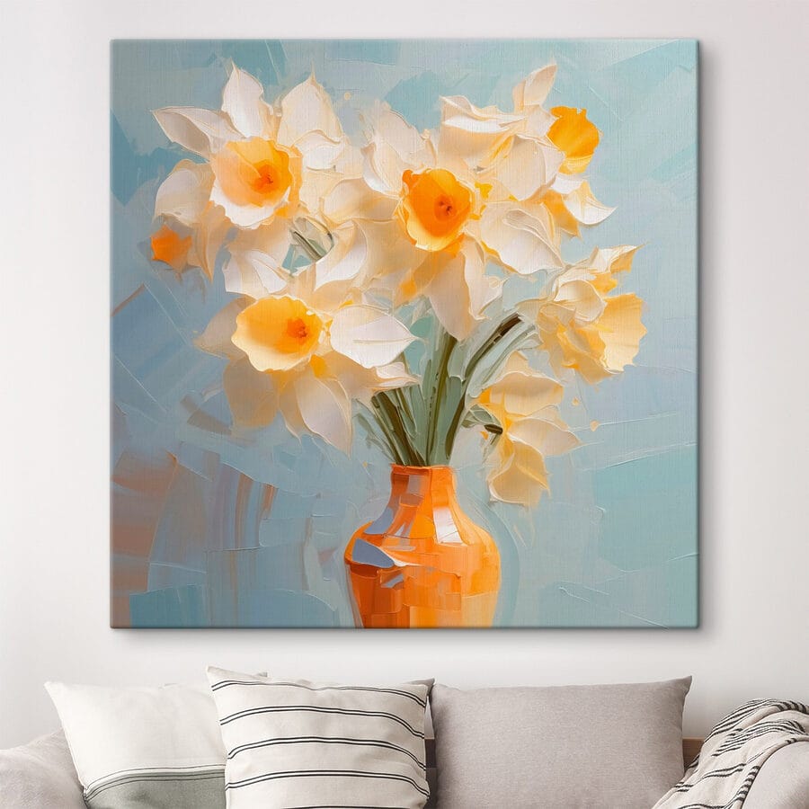 Gele en witte bloemen in een vaas