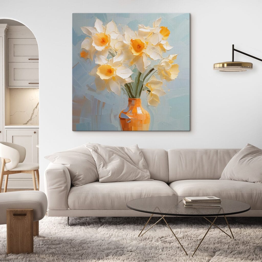 Yellow and white flowers in a vase