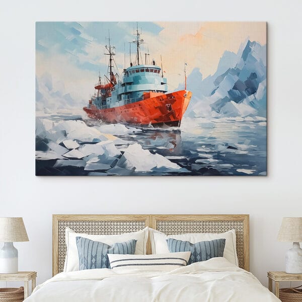 Schilderij van een schip in het water Schilderij van een schip in het water