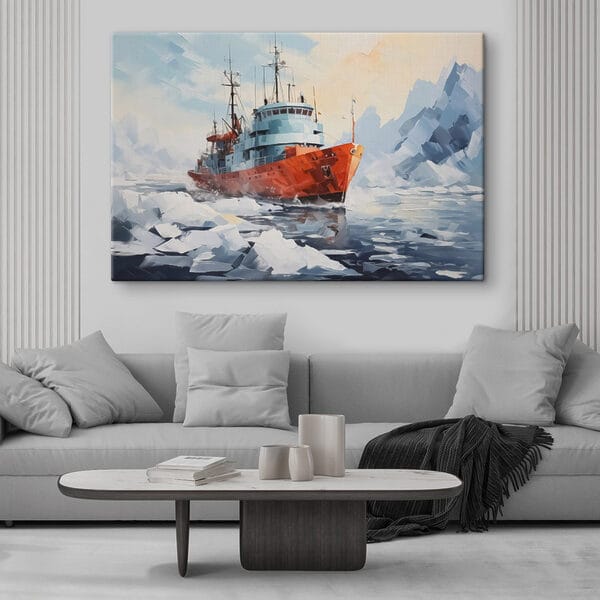 Schilderij van een schip in het water Schilderij van een schip in het water