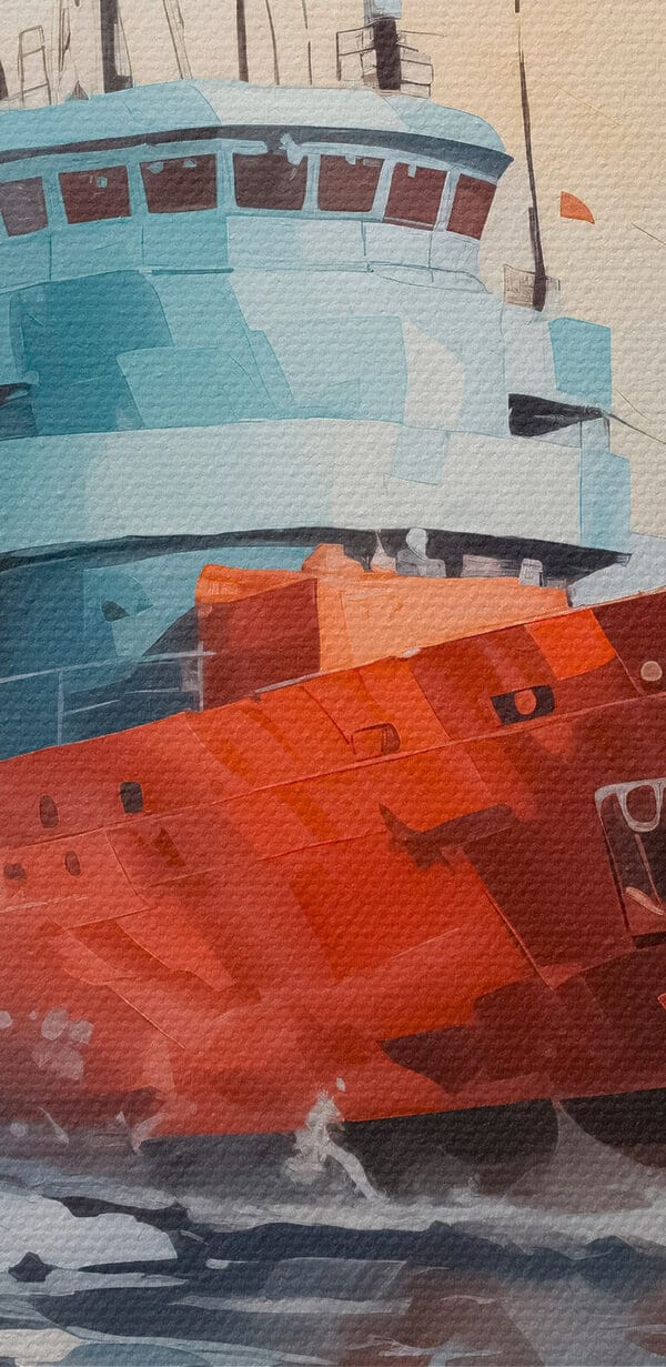 Schilderij van een schip in het water Schilderij van een schip in het water