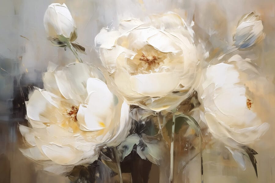 Schilderij van witte bloemen