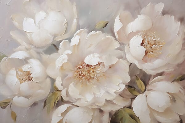 Schilderij van witte bloemen Schilderij van witte bloemen