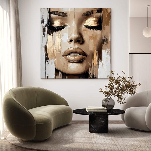 Schilderij van een vrouw’s gezicht Schilderij van een vrouw’s gezicht