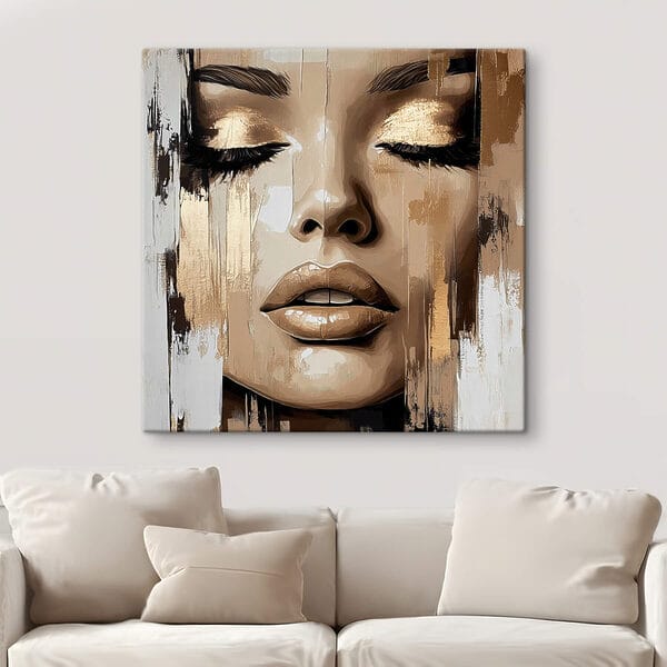 Schilderij van een vrouw’s gezicht Schilderij van een vrouw’s gezicht