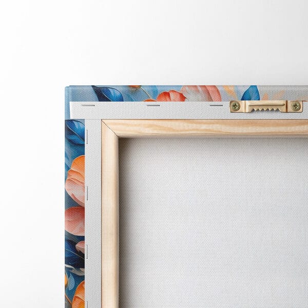 Schilderij van bloemen op een blauwe achtergrond Schilderij van bloemen op een blauwe achtergrond