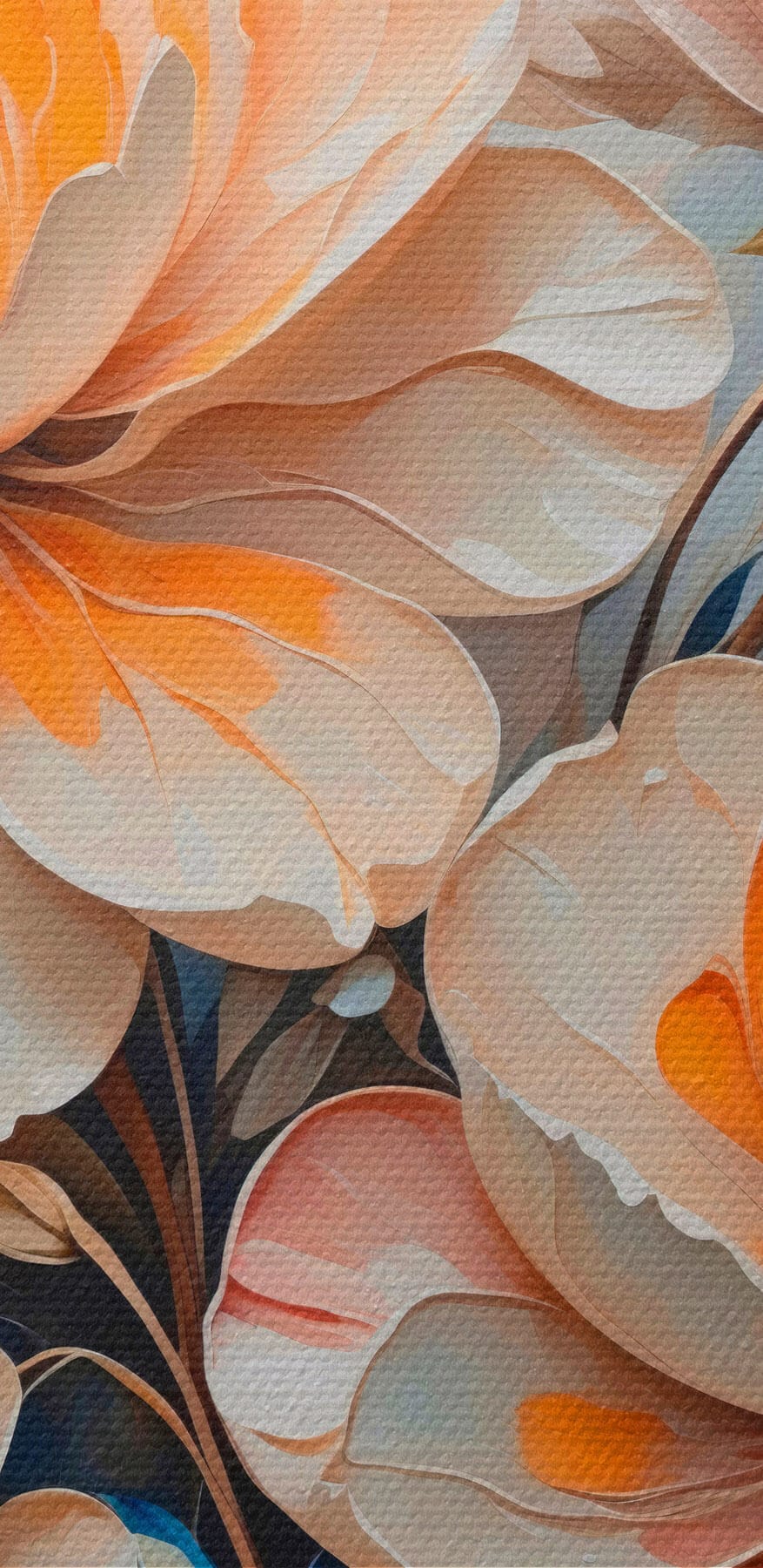 Schilderij van bloemen op een blauwe achtergrond Schilderij van bloemen op een blauwe achtergrond