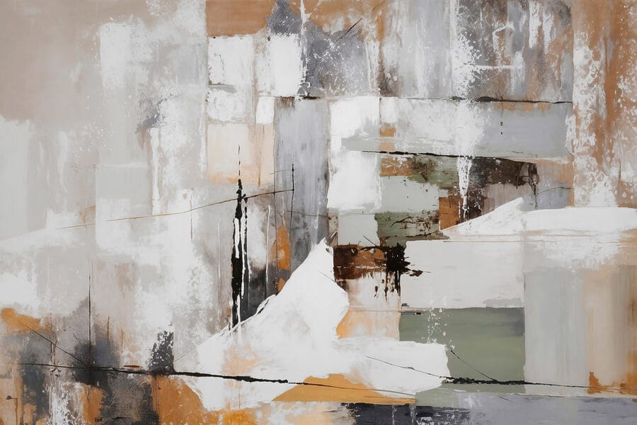 Schilderij van een witte en bruine muur