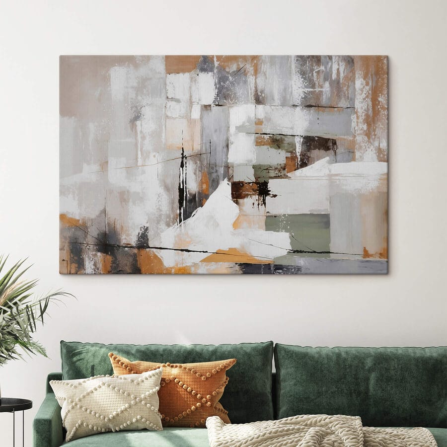 Schilderij van een witte en bruine muur