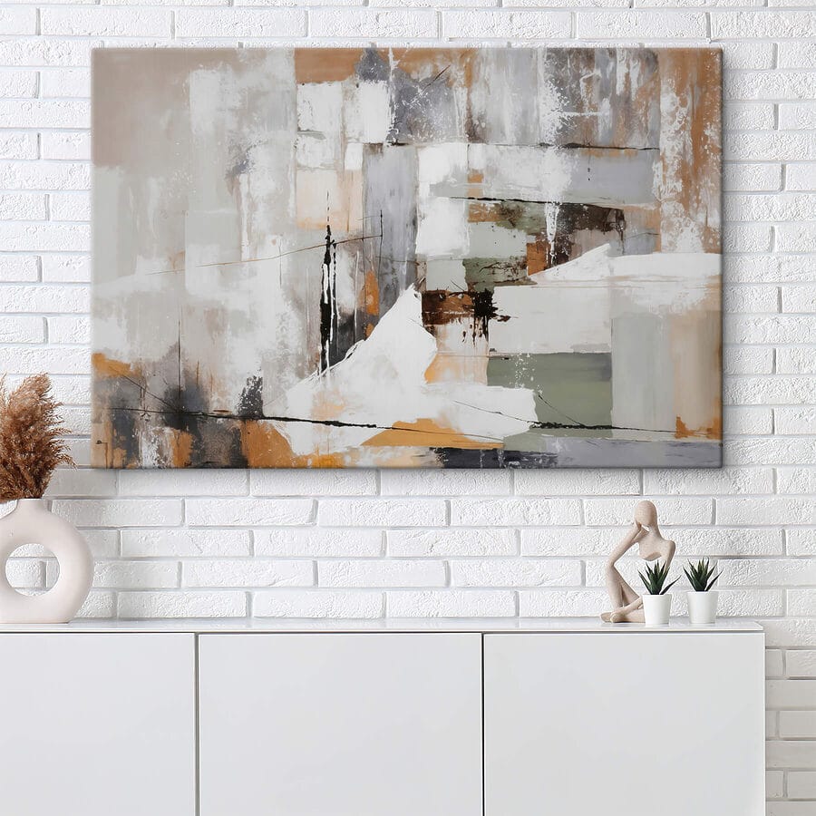 Schilderij van een witte en bruine muur