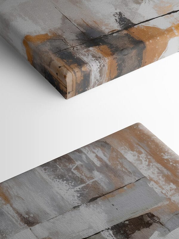 Schilderij van een witte en bruine muur Schilderij van een witte en bruine muur