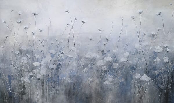 Schilderij van bloemen in een veld Schilderij van bloemen in een veld