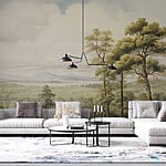 Fotobehang Landschap met bomen en heuvels